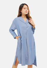 Cheetah Women Wing Collar Long Sleeve Oversize Shirtdress - CL-19840
