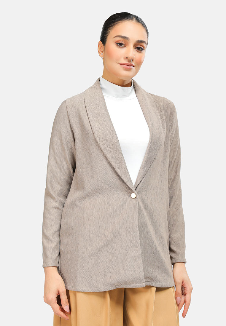 Arissa Women Regular Cut  Polyester Pleated Long Sleeve Blazer MDE - ARS-3042
