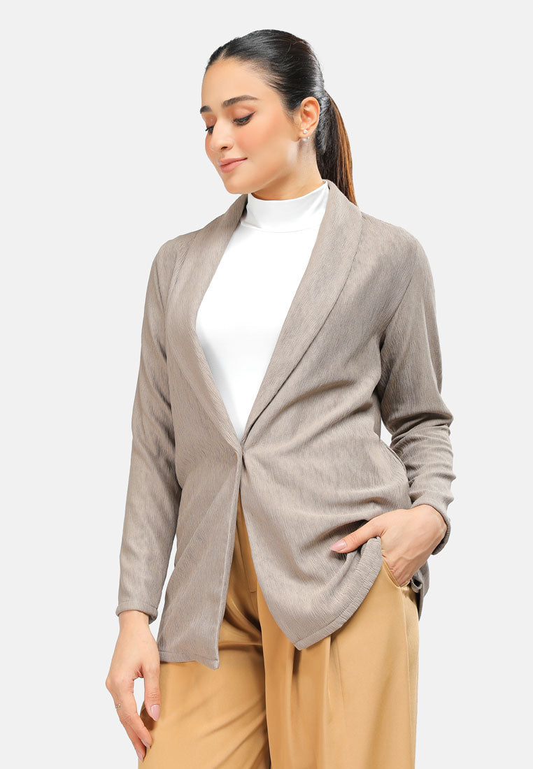 Arissa Women Regular Cut  Polyester Pleated Long Sleeve Blazer MDE - ARS-3042