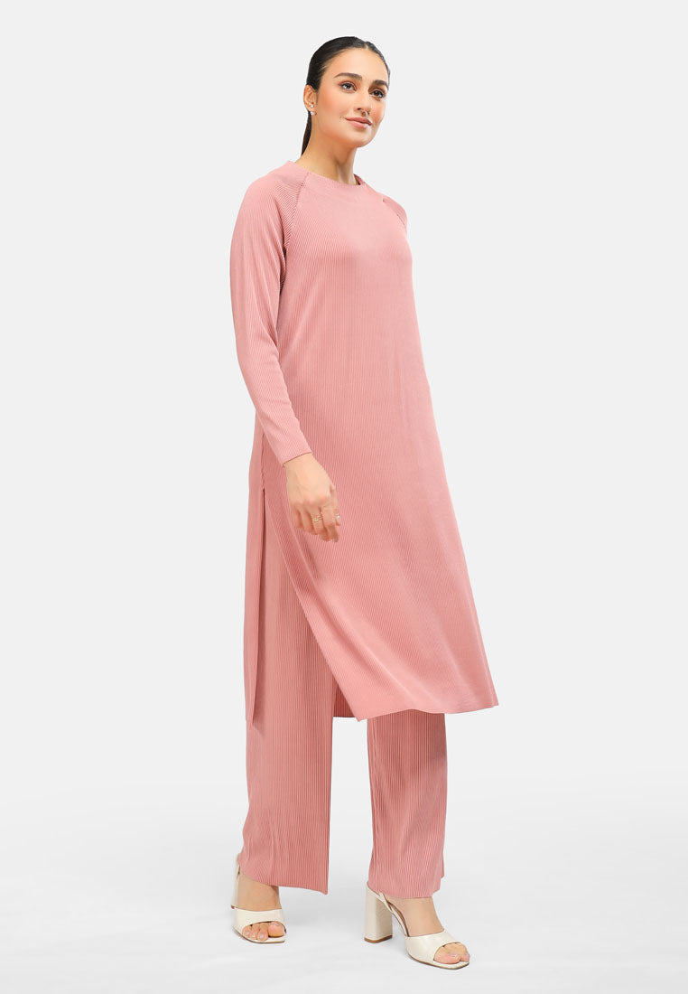 Arissa Women Regular Cut Polyester Pleated Long Raglan Sleeve Midi Dress MDE- ARS-19176
