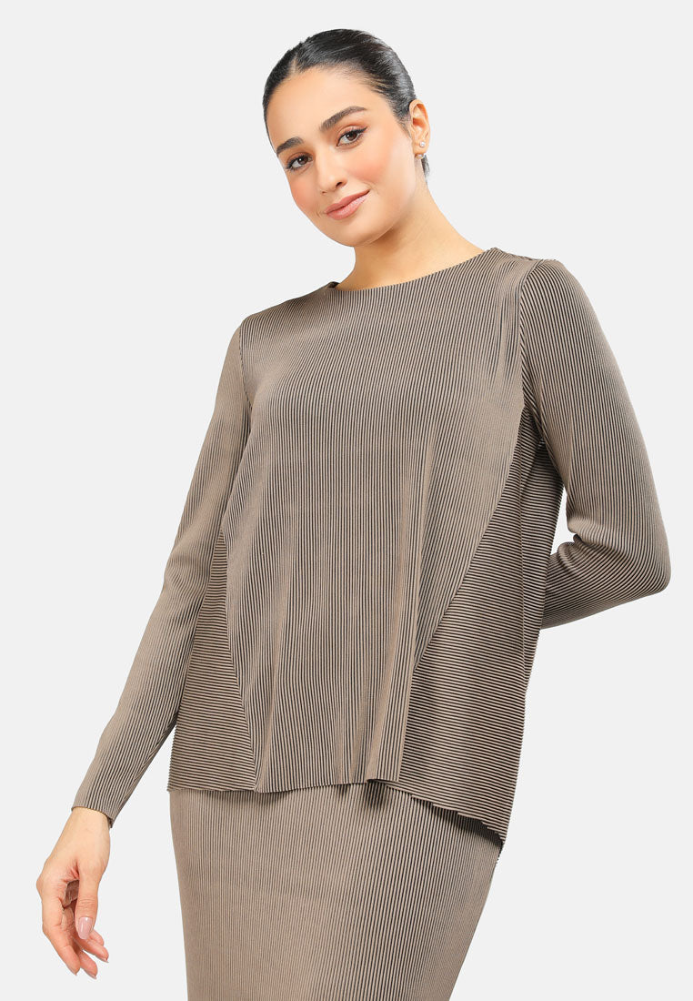 Arissa Pleated Long Sleeve Blouse - ARS-13702 (MD2)