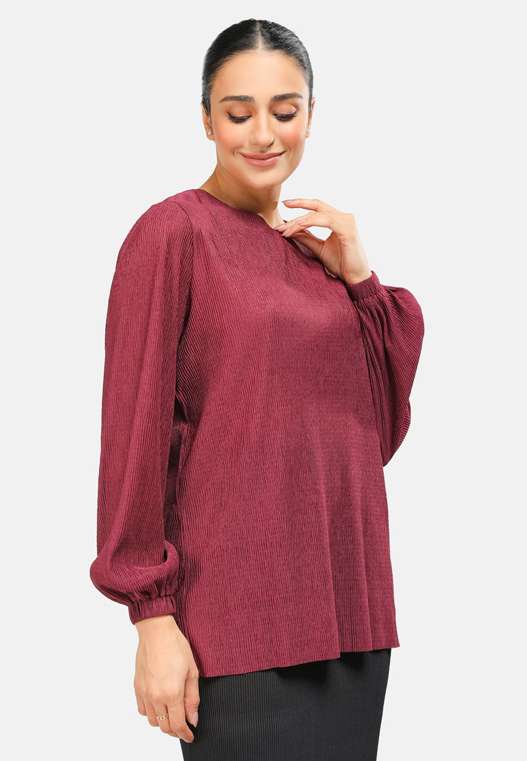 Arissa Pleated Long Sleeve Blouse - ARS-13698 (MD2)