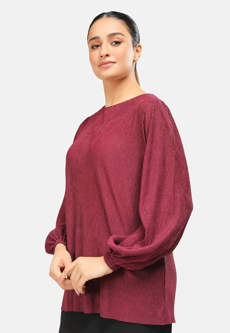 Arissa Pleated Long Sleeve Blouse - ARS-13698 (MD2)