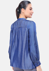 Cheetah Women Long Sleeve Gathered Shirt - CL-130378