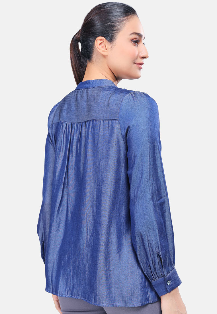 Cheetah Women Long Sleeve Gathered Shirt - CL-130378