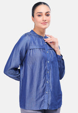 Cheetah Women Long Sleeve Gathered Shirt - CL-130378