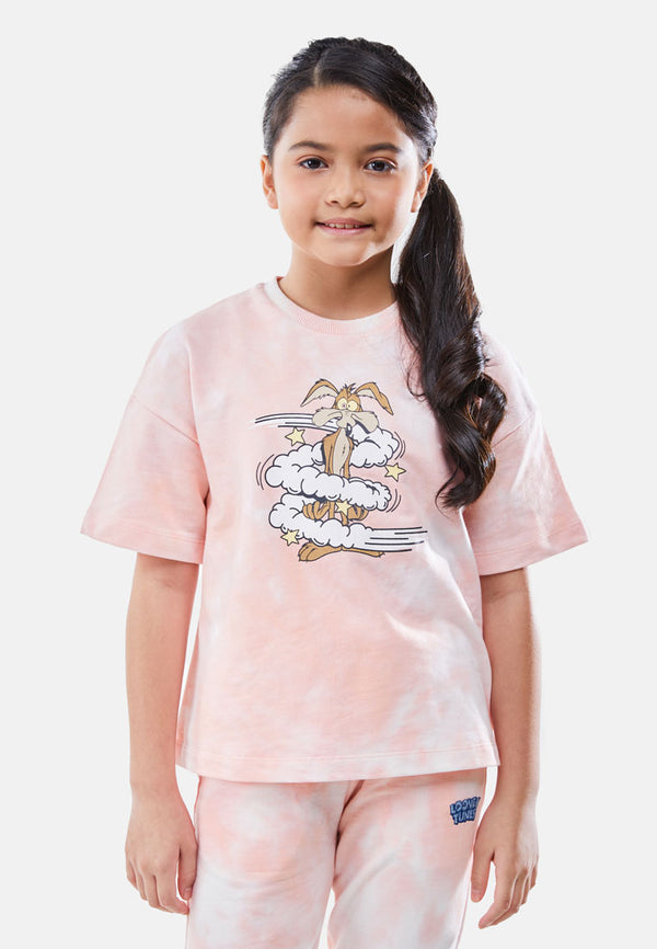 Cheetah Kids Looney Tunes Girl Short Sleeves Roundneck Top - CJG-92846