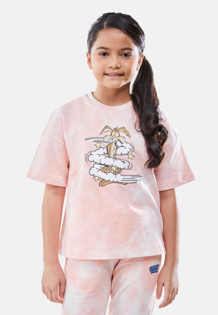 Cheetah Kids Looney Tunes Girl Short Sleeves Roundneck Top - CJG-92846