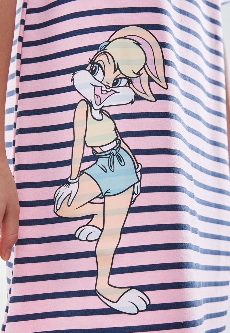 Cheetah Kids Looney Tunes Girl Short Sleeves Roundneck Dress - CJG-19246