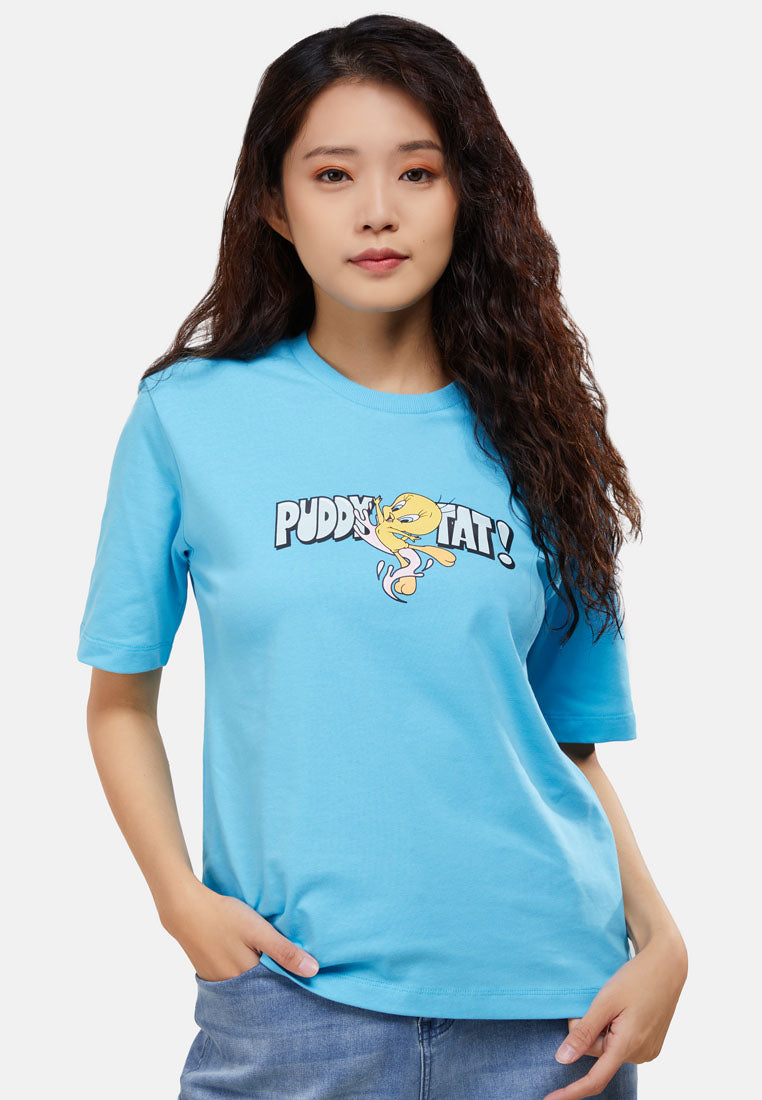 CHEETAH Women Looney Tunes Loose Fit Cotton Graphic Short Sleeves T-Shirt MD3- CL-95700