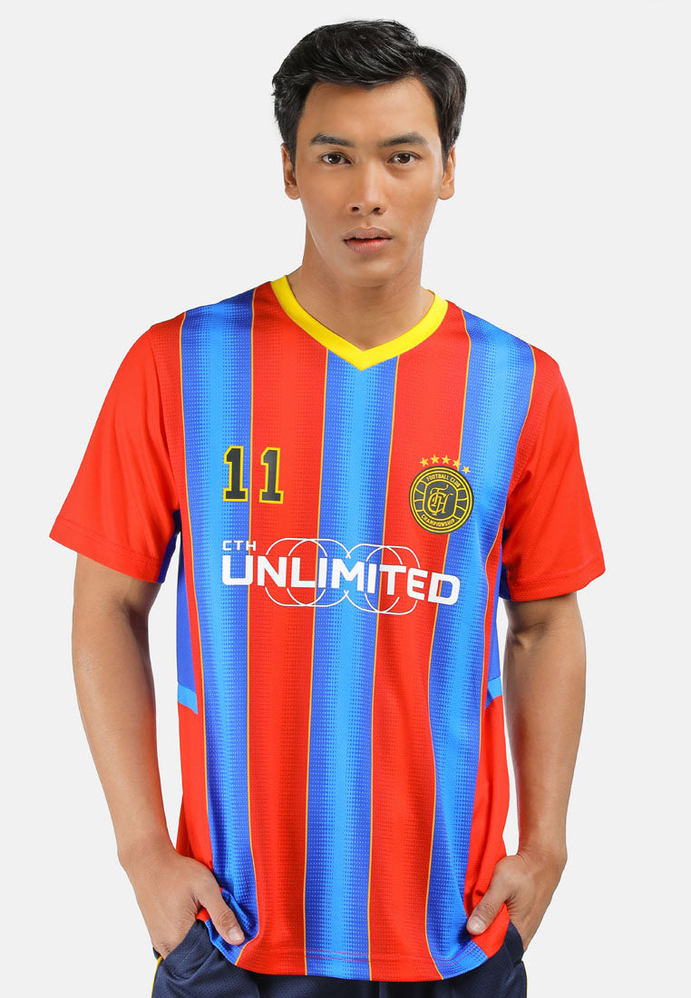 CTH unlimited Men Polyester V Neck Short Sleeve Football Jersey Top with Print - CU-91036