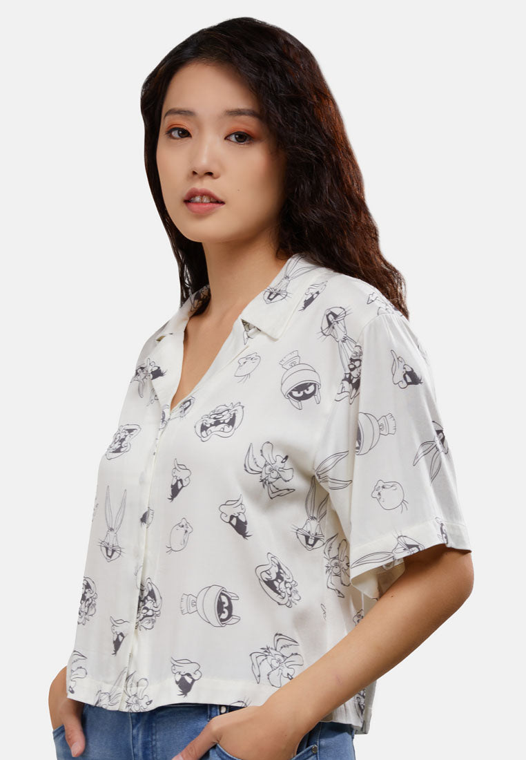 Cheetah Women Looney Tunes Loose Fit Cotton Graphic Short Sleeves Boxy Shirt MD2- CL-130398
