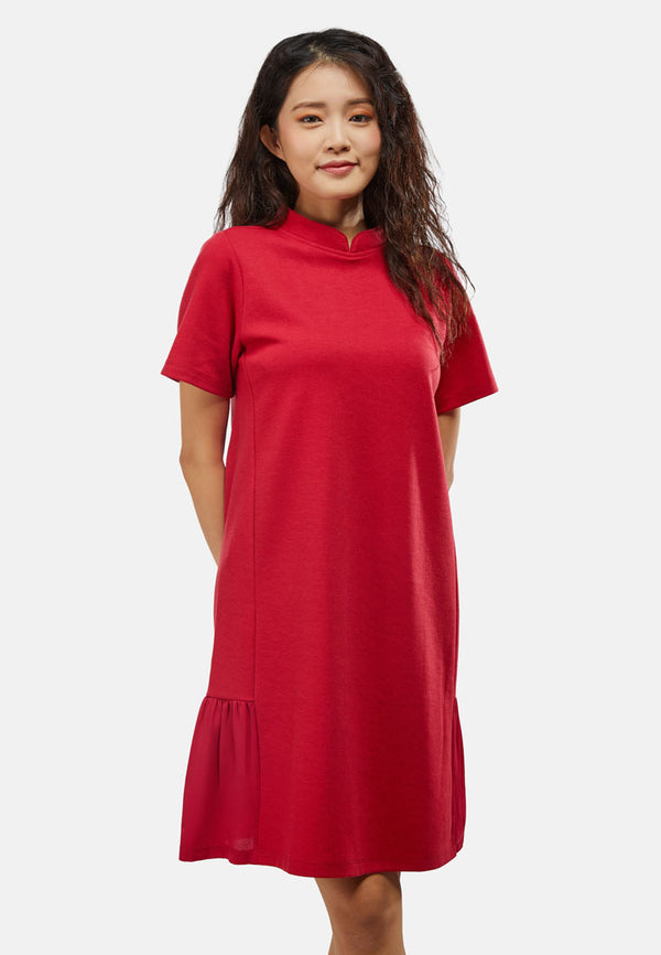 Cheetah Women Short Sleeve Combined Knit Dress - CL-19858