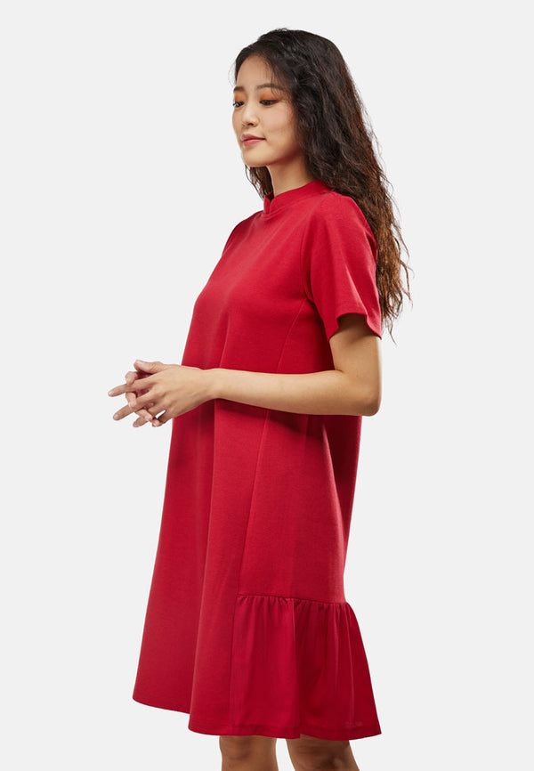 Cheetah Women Short Sleeve Combined Knit Dress - CL-19858