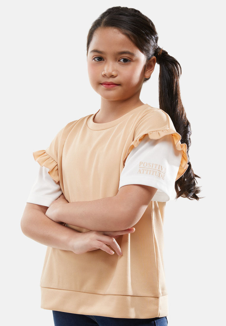 Cheetah Kids Girl Fancy Knit Oversized Fit Casual Short Sleeves Top MD3- CJG-92810
