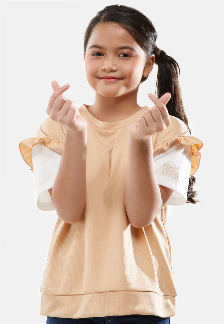 Cheetah Kids Girl Fancy Knit Oversized Fit Casual Short Sleeves Top MD3- CJG-92810