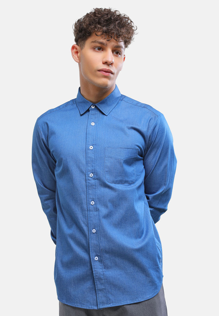 Cheetah Men Long Sleeves Regular Fit Cotton Blend Basic Shirt (MD3) - 130532