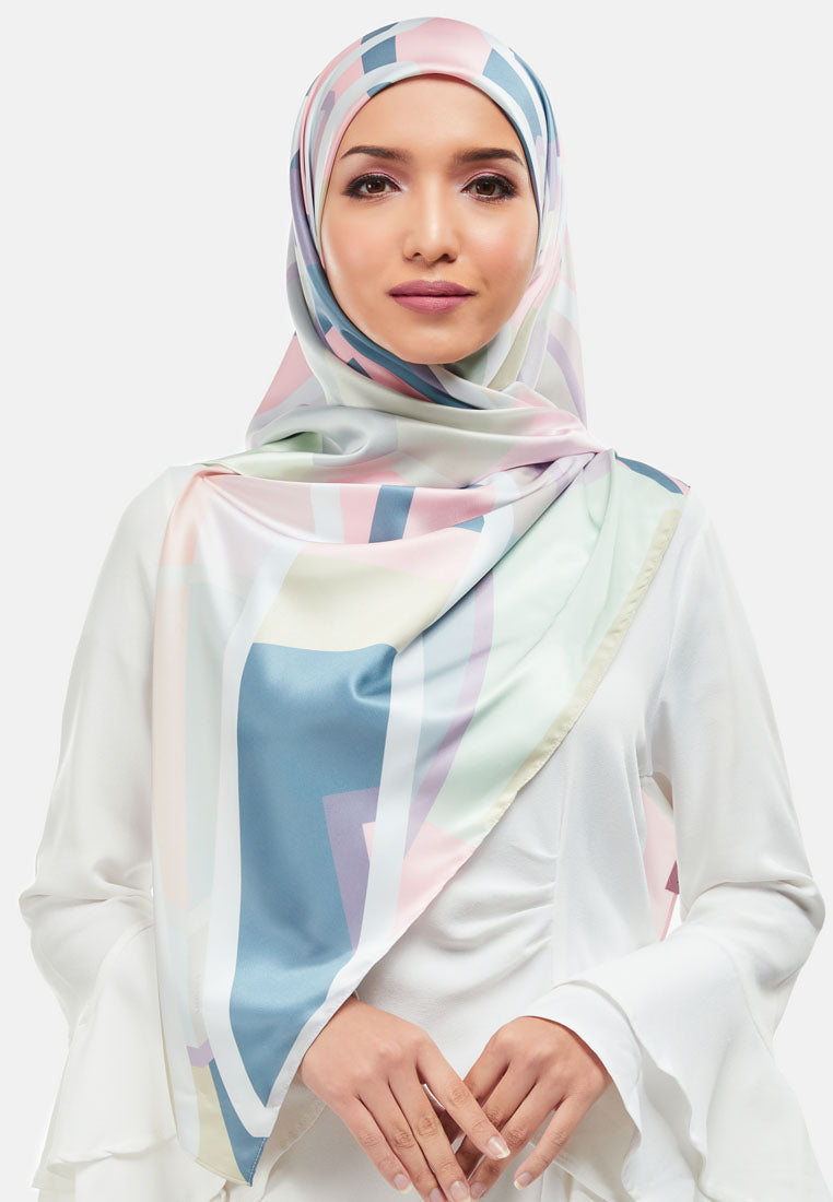 Arissa Twila Hijab Printed Satin Silk Square Scarf Rose Pink - ARS-ST11262