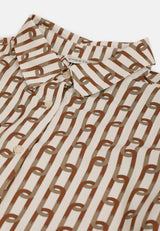 CHEETAH Women Safari Monogram Print Long Sleeve Blouse - CL-130432