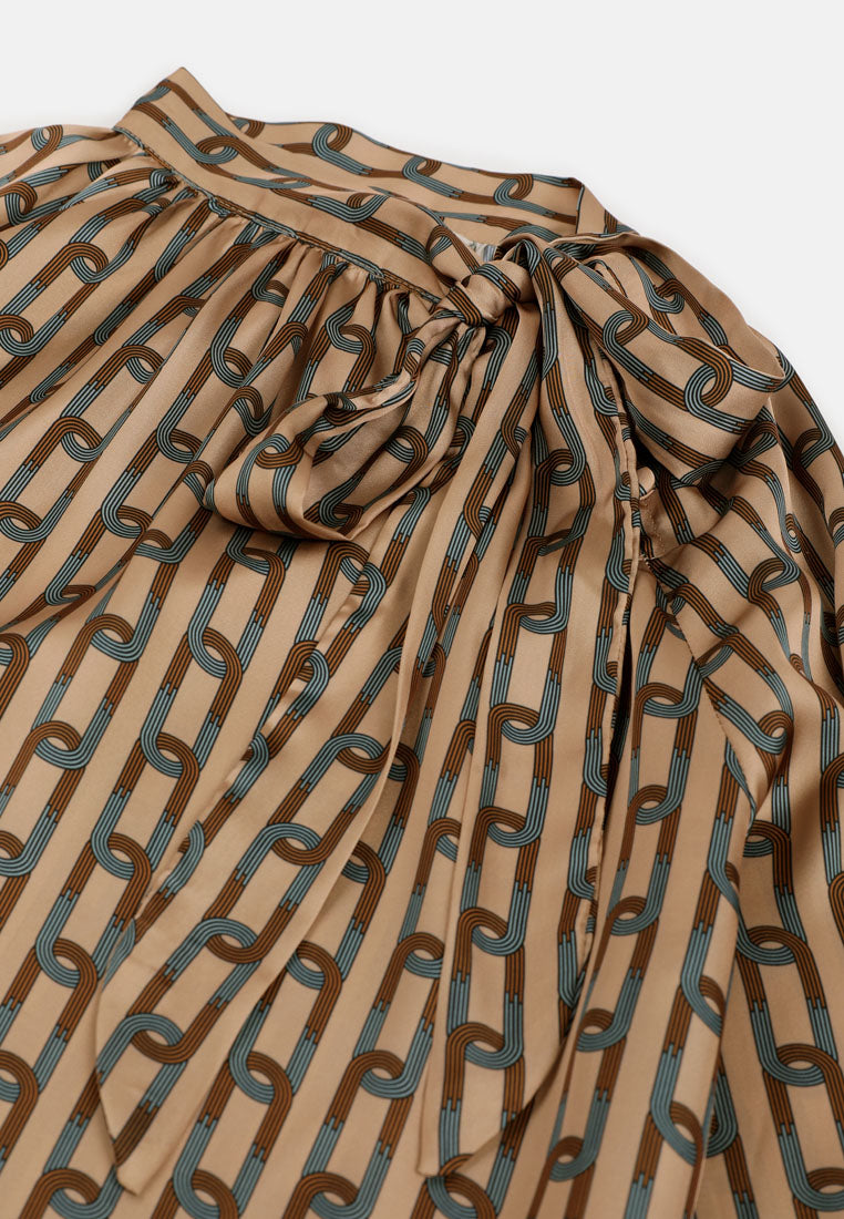 CHEETAH Women Safari Monogram Print Satin Blouse - CL-130440