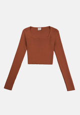 CHEETAH Women Safari Long Sleeve Fitted Cropped Top - CL-66150