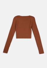 CHEETAH Women Safari Long Sleeve Fitted Cropped Top - CL-66150