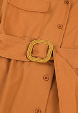 CHEETAH Women Safari Open Collar Linen Shirtdress - CL-19956
