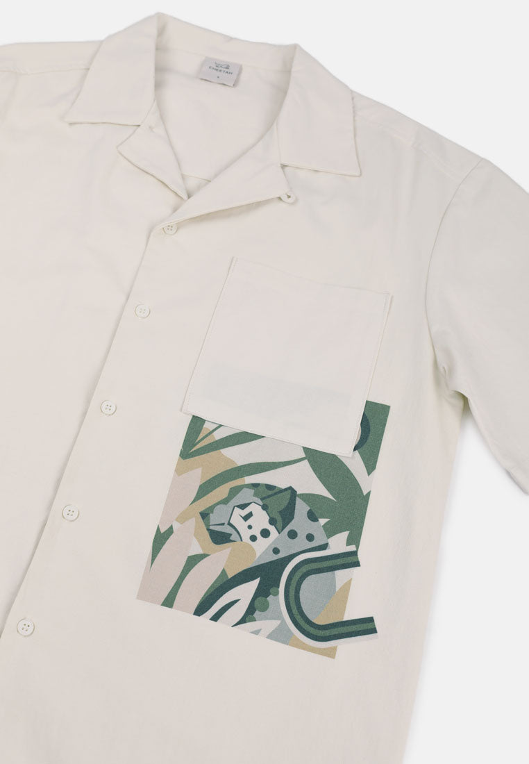 Cheetah Men Safari Open Collar Short Sleeve Shirt - 130578