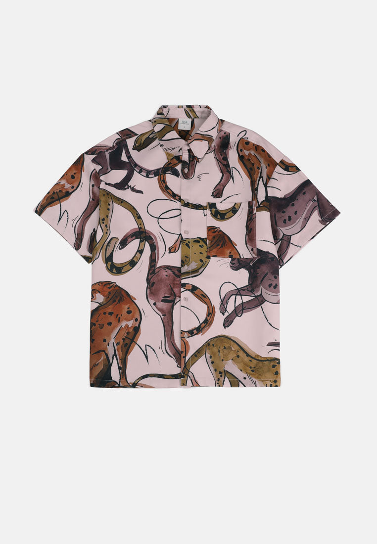 Cheetah Men Safari Printed Short Sleeve Shirt - 130558
