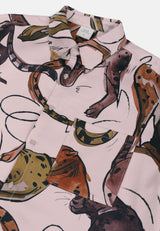 Cheetah Men Safari Printed Short Sleeve Shirt - 130558