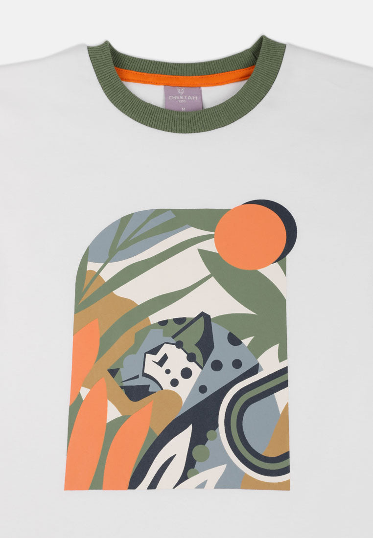 Cheetah Kids Safari Boy Short Sleeves Roundneck Tee - CJ-92890