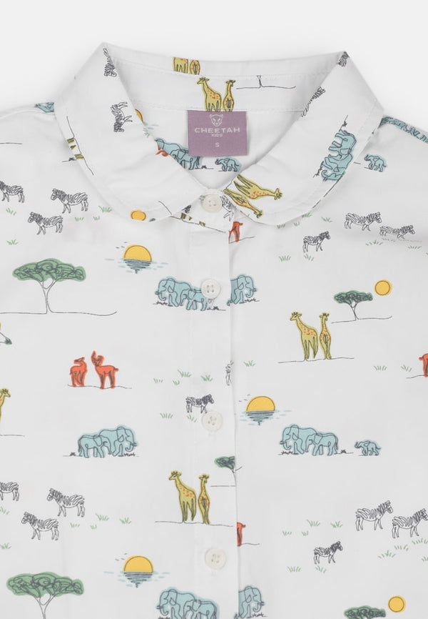 Cheetah Kids Safari Girl Long Sleeves Shirt  - CJG-130702