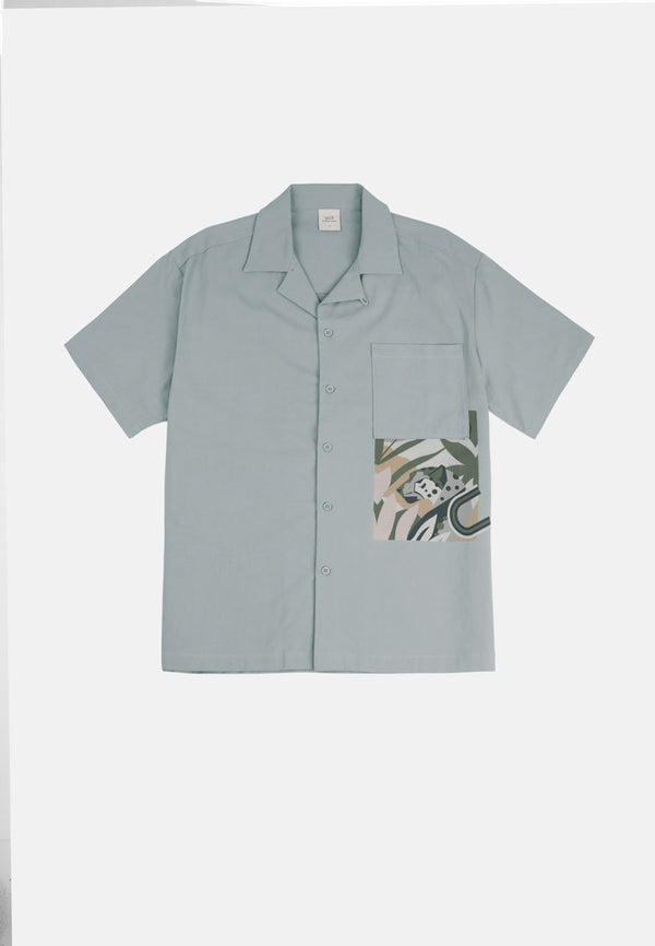 Cheetah Men Safari Open Collar Short Sleeve Shirt - 130552