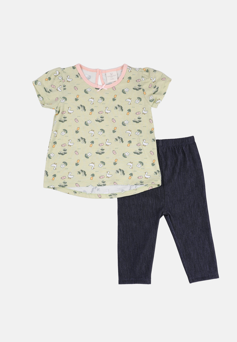 Cheetah Baby Girl Short Sleeves Suit Set - CBG-183178(F)