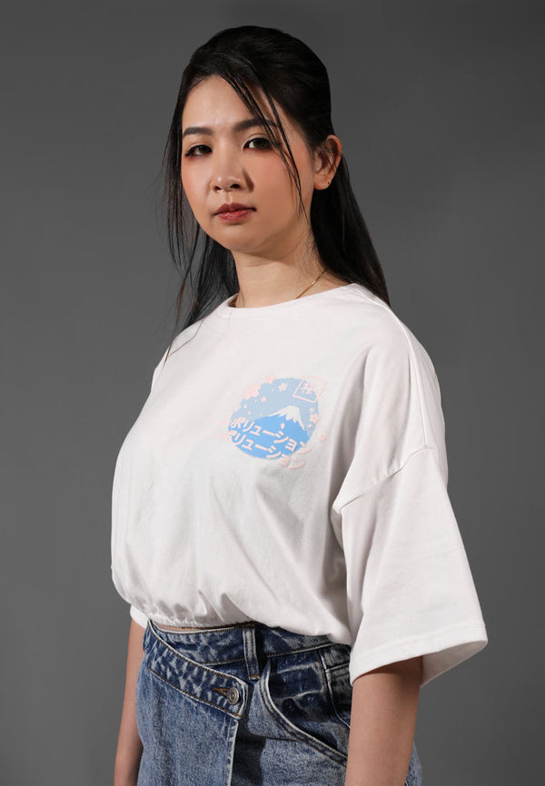 Revolucion Women Oversize Graphic Cropped T-Shirt - CL-95850