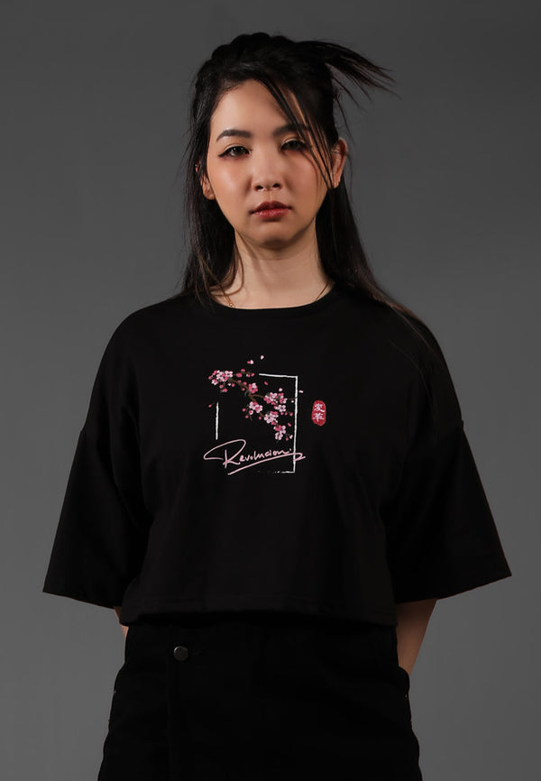 Revolucion Women Oversize Graphic Cropped T-Shirt - CL-95852