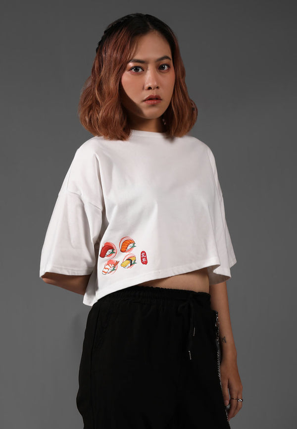 Revolucion Women Oversize Graphic Cropped T-Shirt - CL-95856