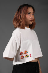 Revolucion Women Oversize Graphic Cropped T-Shirt - CL-95856
